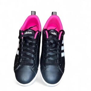 Adidas Women's Black Sneakers with Pink Highlights